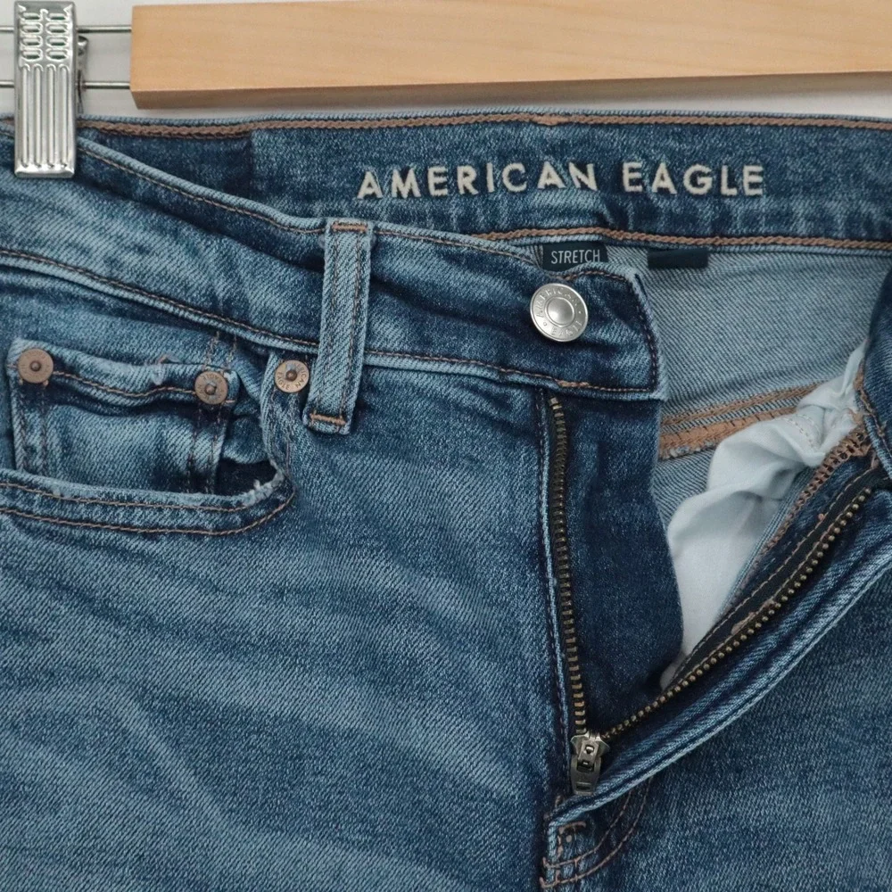 American Eagle Womens Sz 000 Reg High Waisted Cargo Jeans Medium Wash Y2K 90s